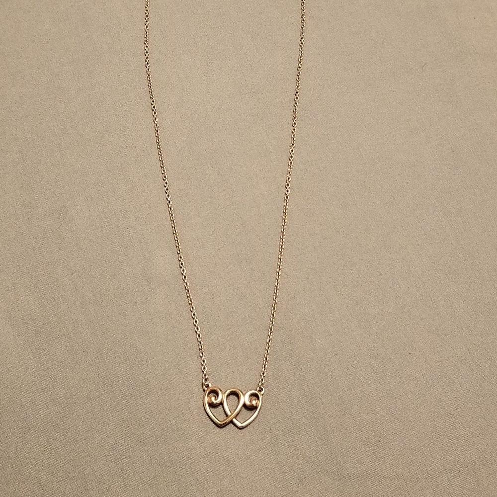 Sterling silver double hearts entwined necklace